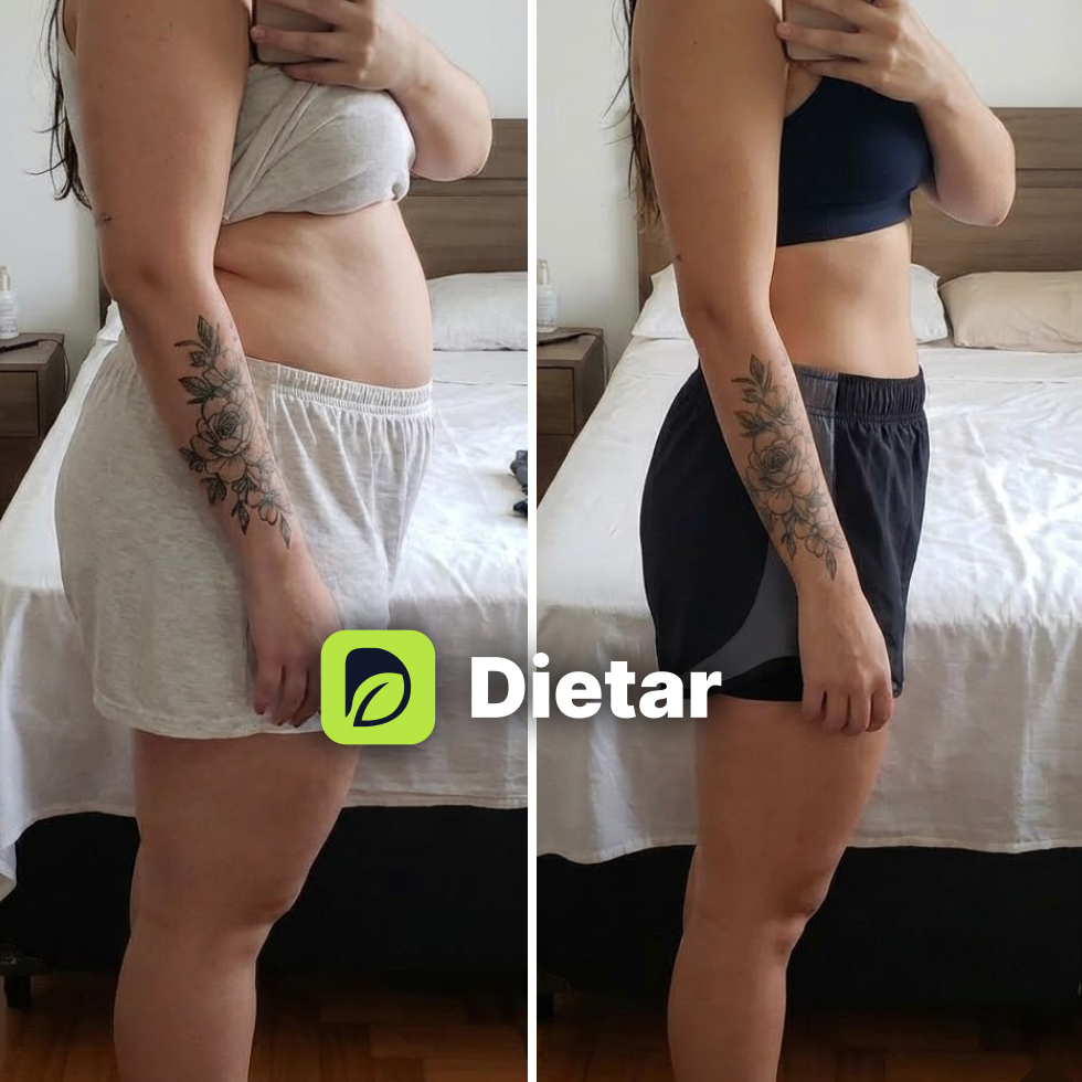 Antes e depois de Jessica, mostrando emagrecimento